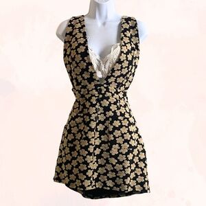 Cream & Black Floral Romper